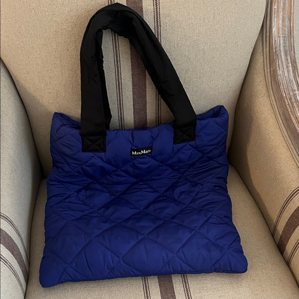 MaxMara Royal Blue Quilted Tote Bag